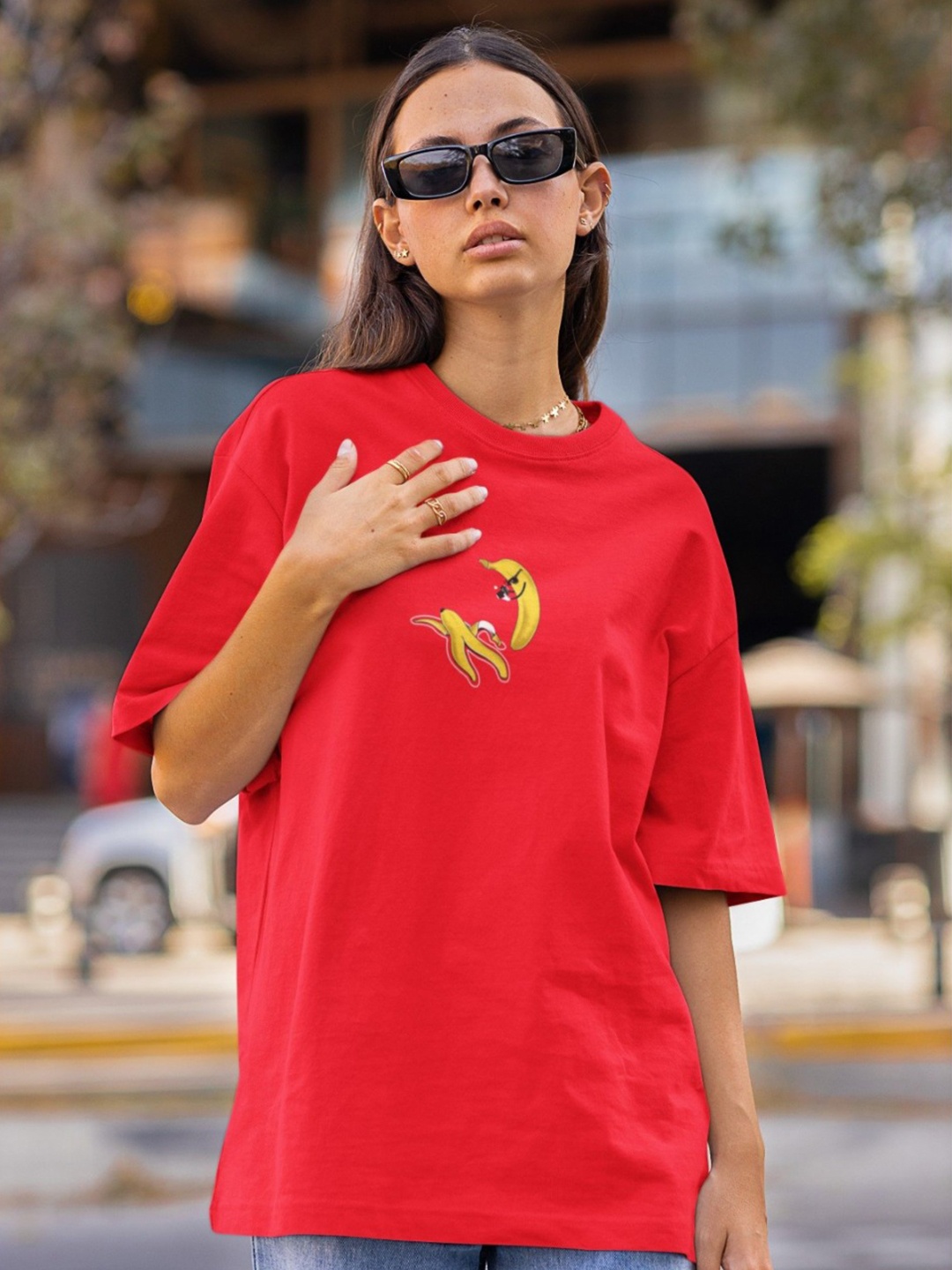 

TheBTclub Men Printed Drop-Shoulder Sleeves Activchill T-shirt, Red