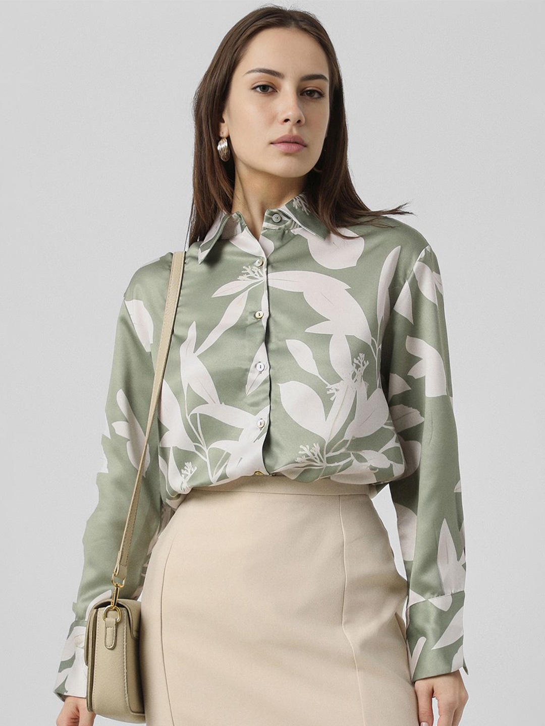 

Van Heusen Woman Women Opaque Printed Formal Shirt, Green
