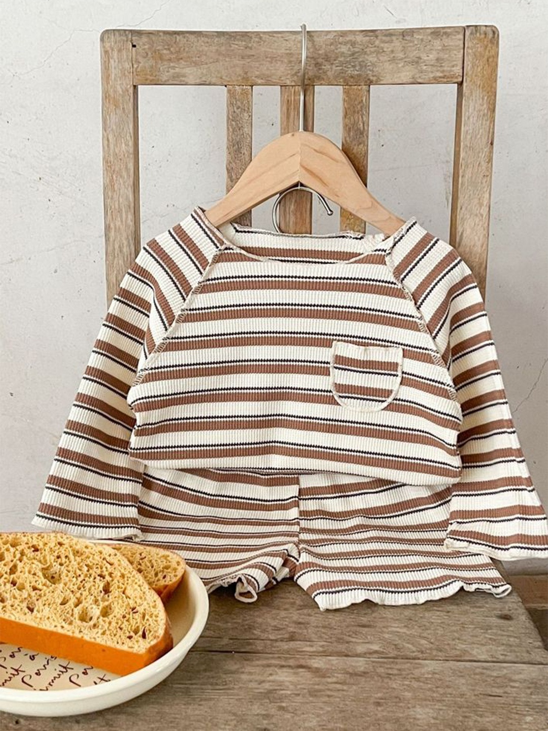 

LULU & SKY Kids Striped T-shirt With Shorts, Brown