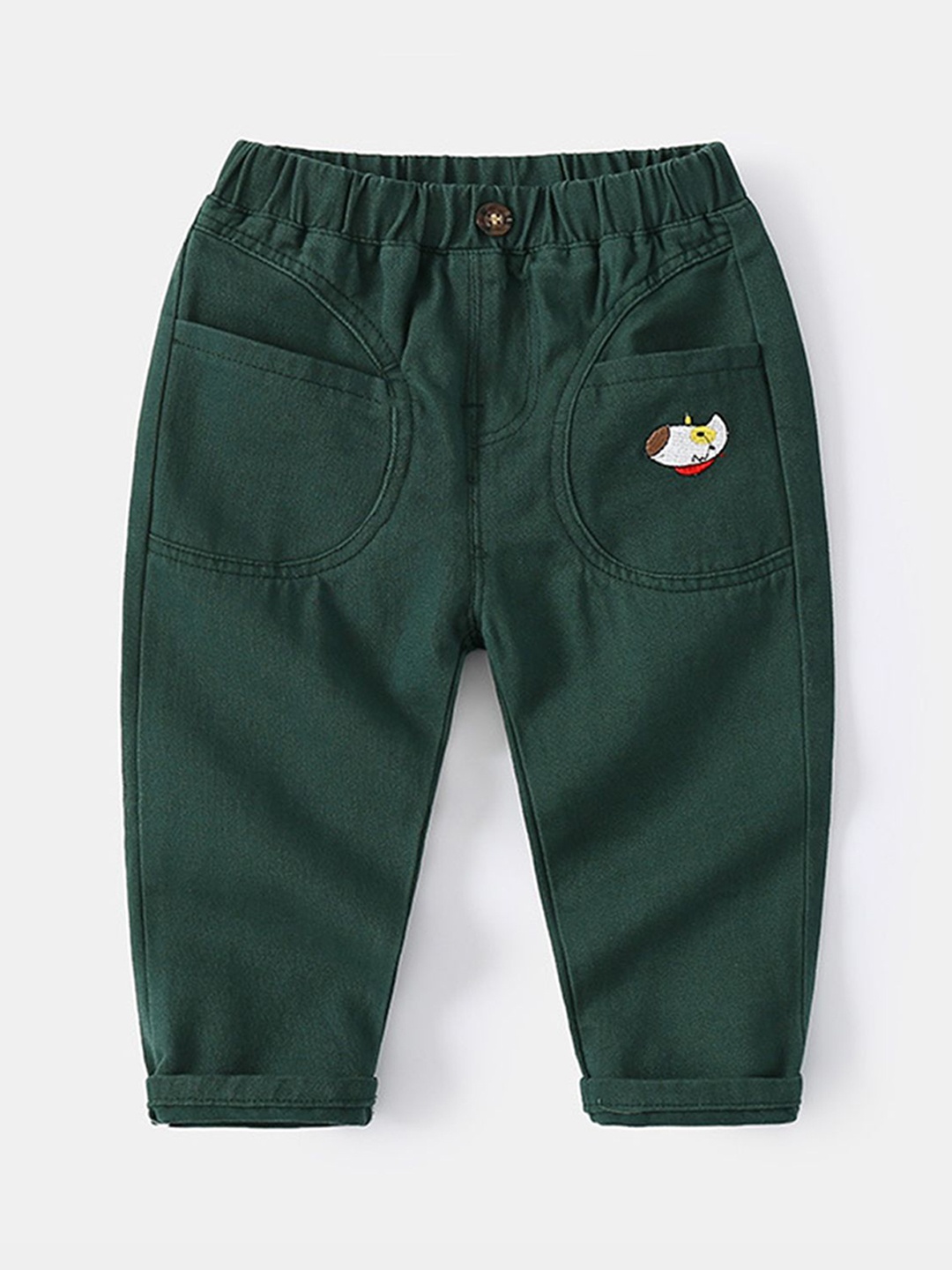 

LULU & SKY Boys Tapered Fit High-Rise Trousers, Green
