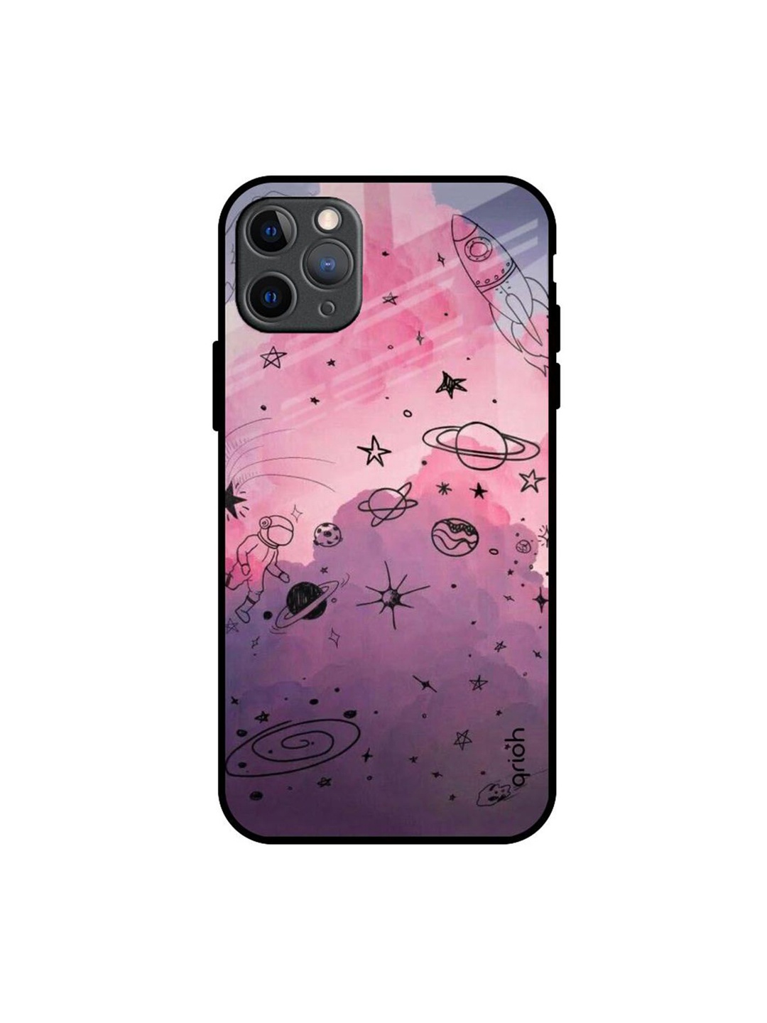 

QRIOH Space Doodles Printed iPhone 11 Pro Max Back Case, Purple