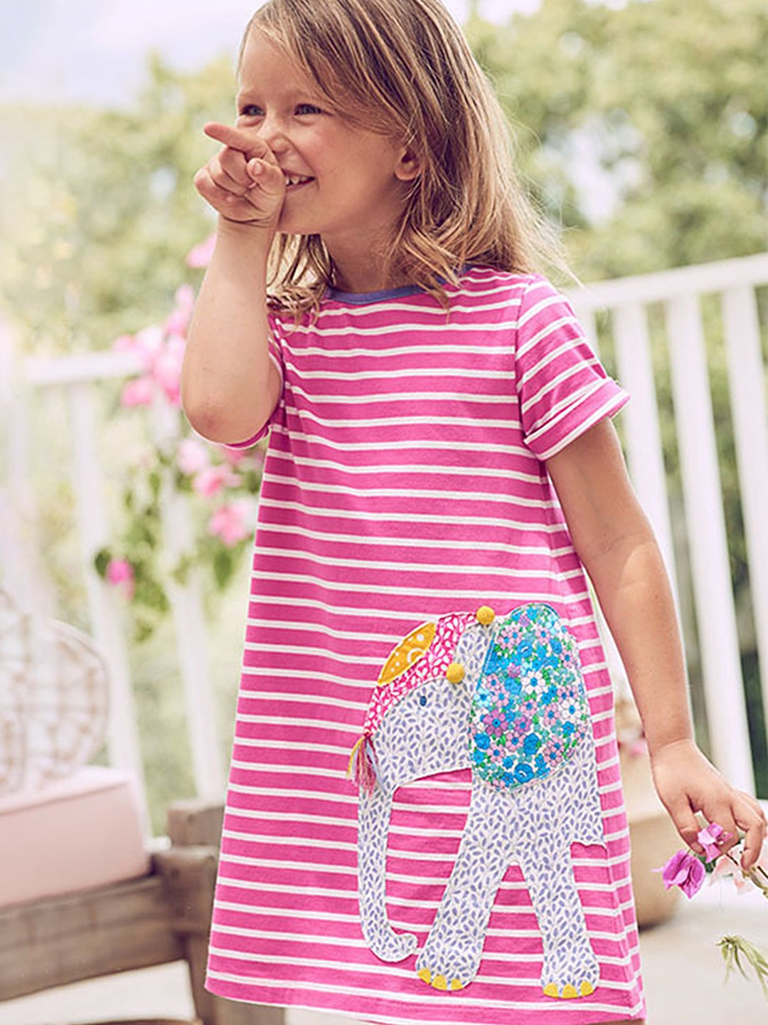 

LULU & SKY Girls Striped Nightdress, Pink