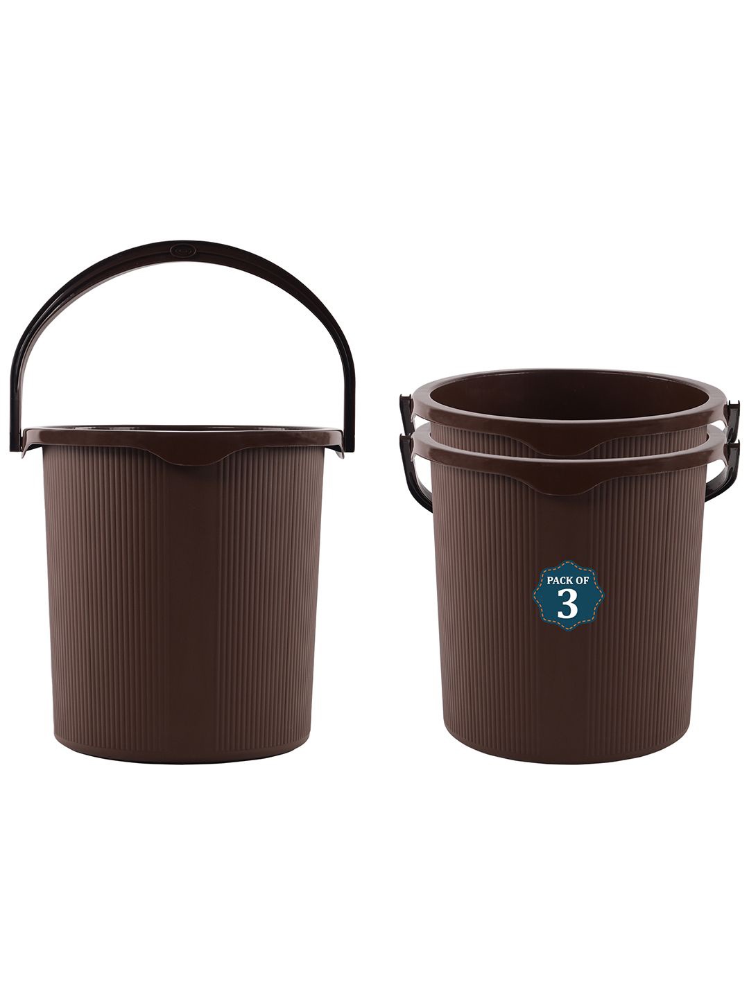 

Kuber Industries Magnite Brown 3 Pieces Striped Bucket 25L