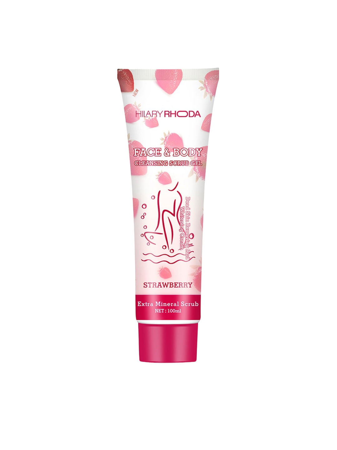 

Hilary Rhoda Face & Body Cleansing Scrub Gel With Strawberry - 100ml, Red