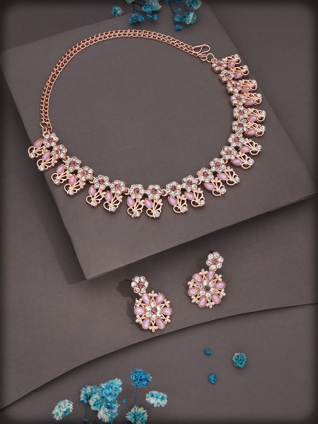

Lyriss Gold-Plated American Diamond Studded Necklace And Earrings