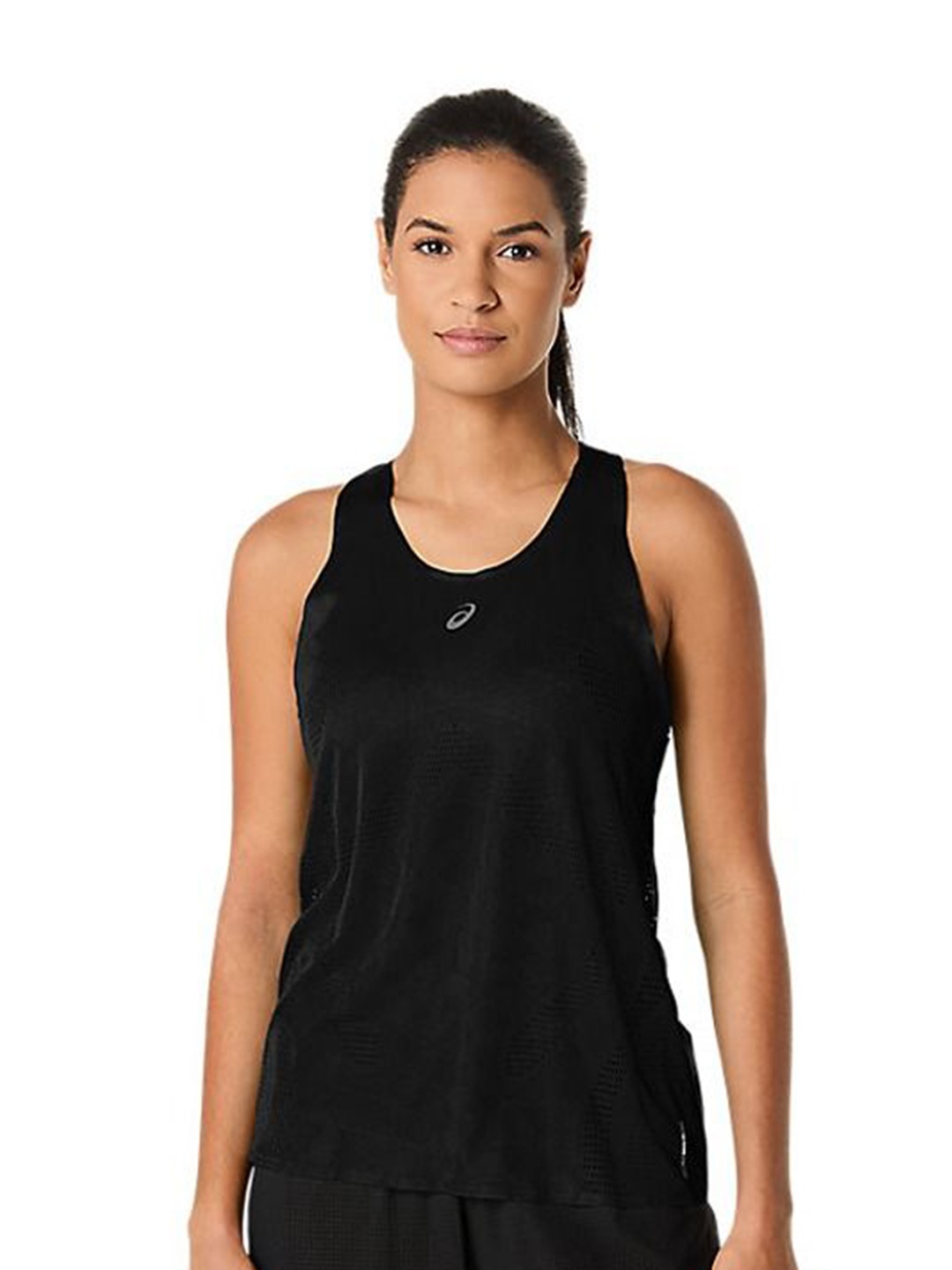 

ASICS Women Solid Round Neck T-shirt, Black