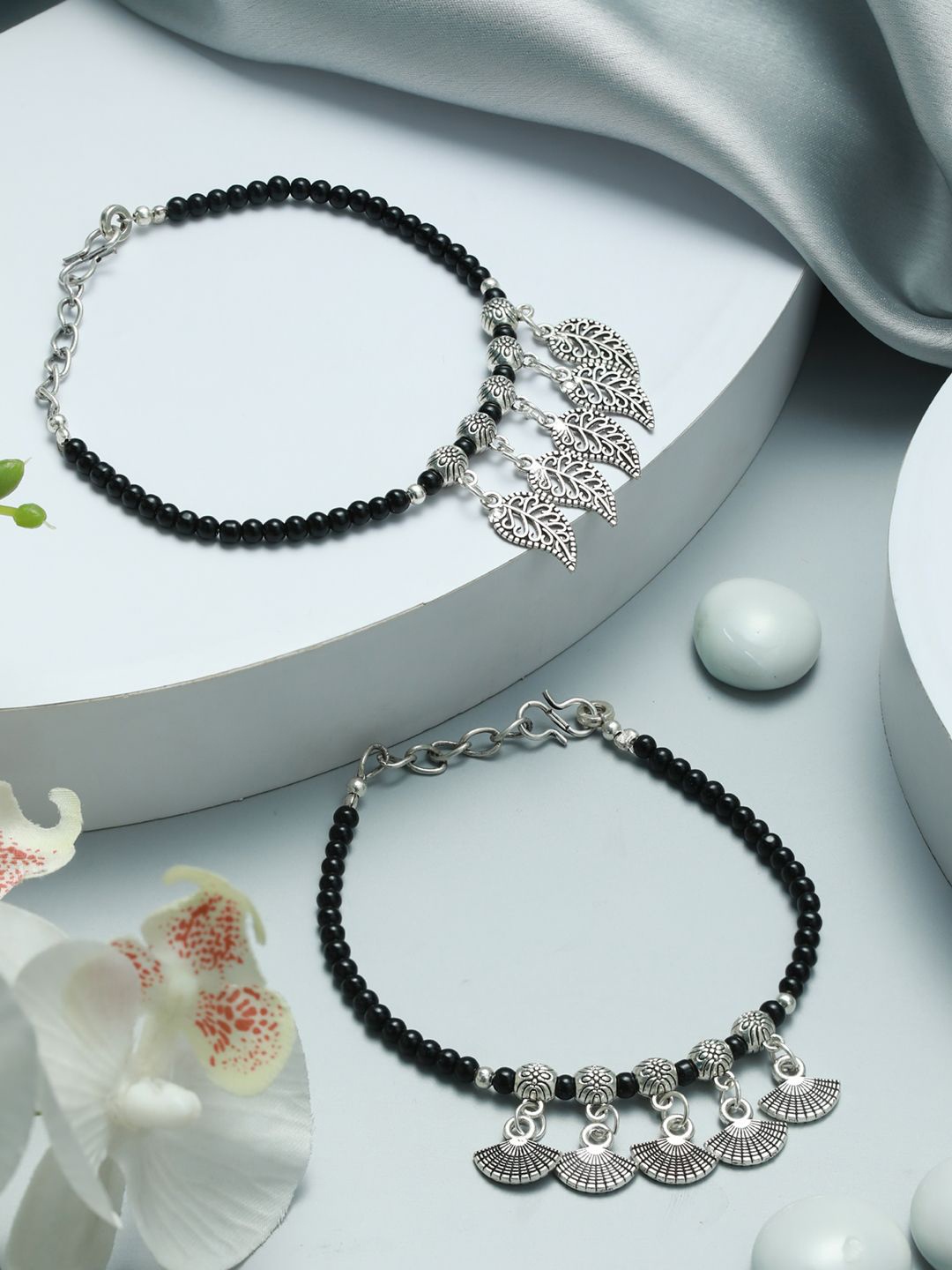 

Sangria Set Of 2 Beaded Bracelet, Black
