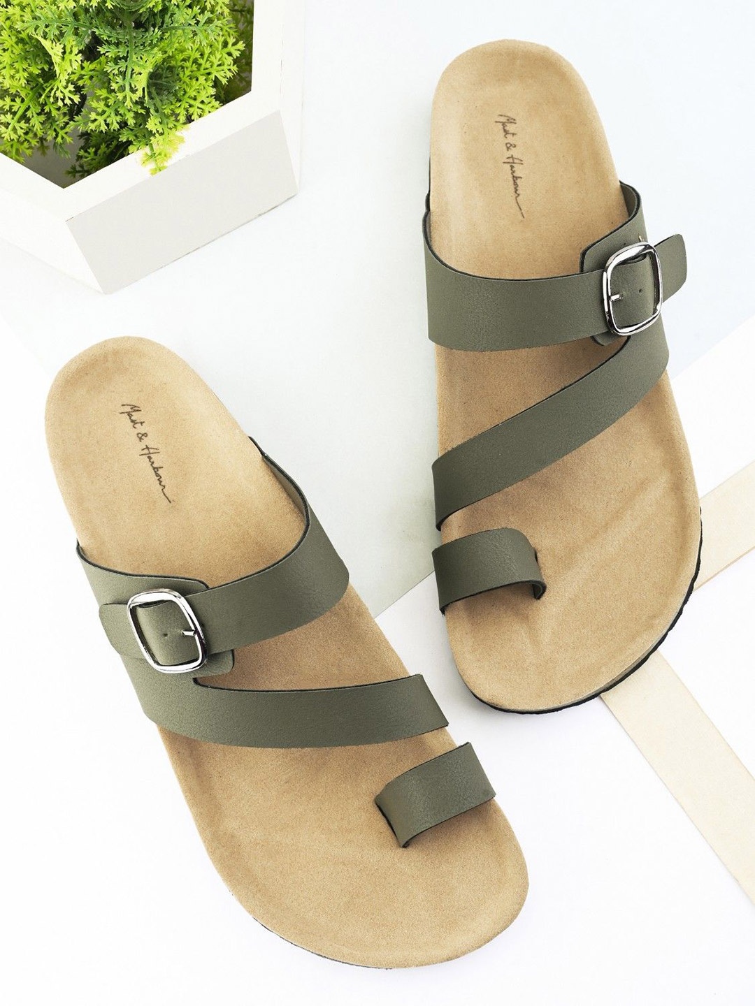 

Mast & Harbour Men PU Comfort Sandals, Olive