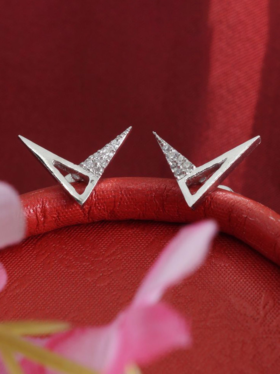 

Tuanz Silver Jewelry 925 Sterling Silver Rhodium-Plated Stone Studded Studs