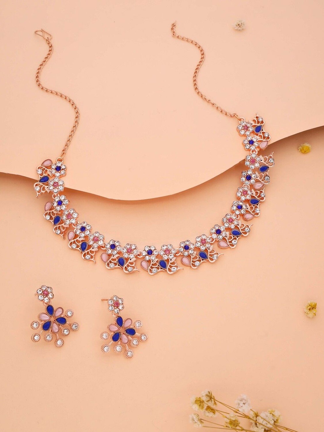 

Anouk Gold-Plated Artificial Stones-Studded Necklace With Earrings