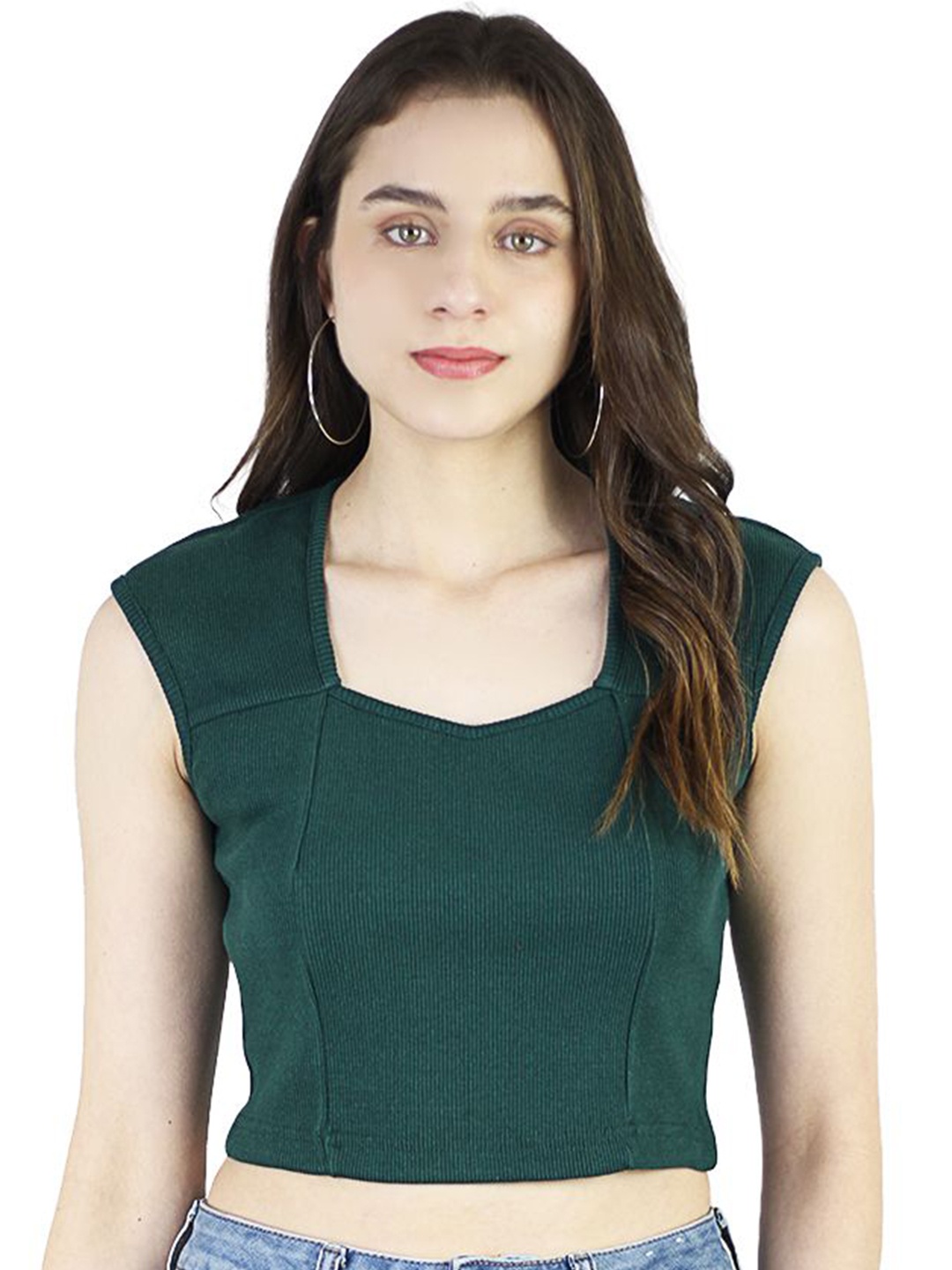 

ARTYSKA Sweetheart Neck Crop Top, Green