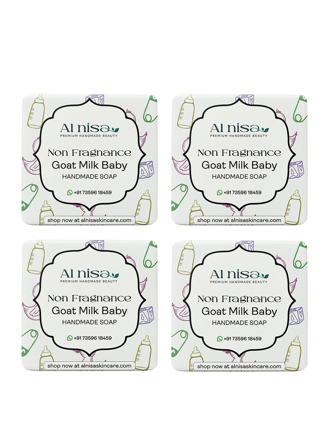 

Al Nisa Set Of 4 Goat Milk Baby Handmade Soap- 100 g Each, White