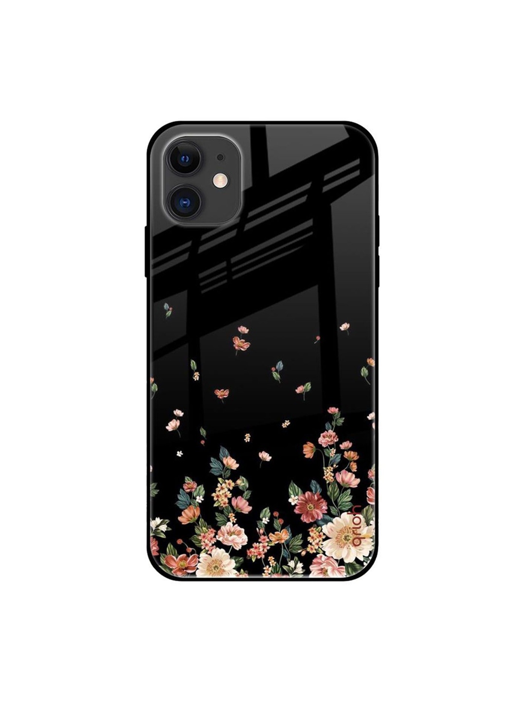 

QRIOH Floral Printed iPhone 12 Back Case Mobile Accessories, Black