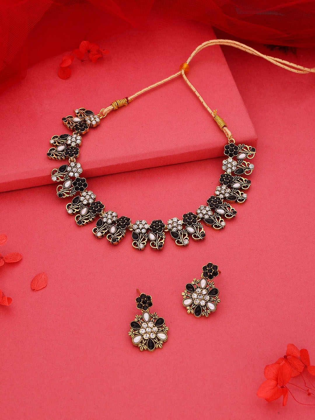 

Lyriss Gold-Plated American Diamond Studded Jewellery Set