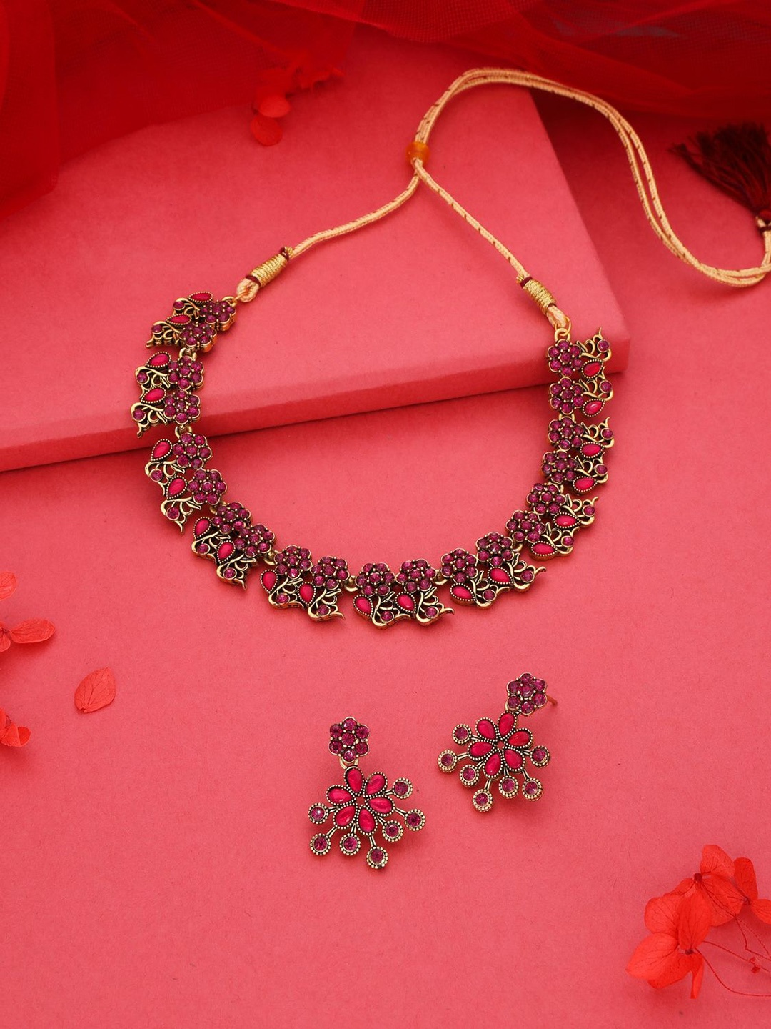 

Lyriss Gold-Plated American Diamond Studded Jewellery Set