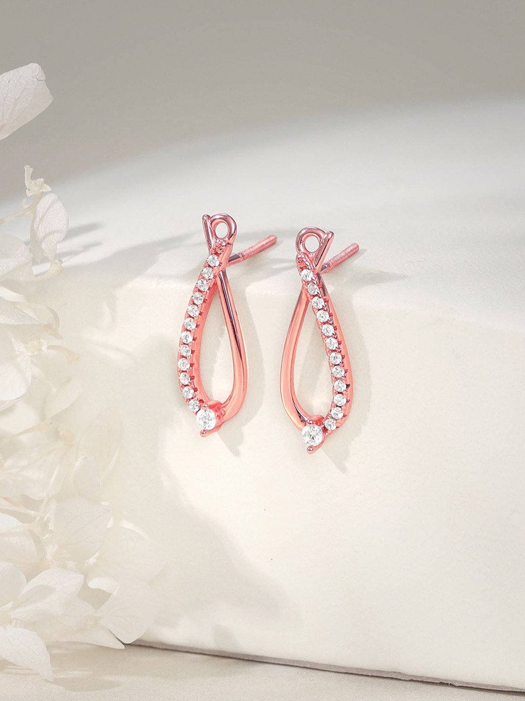 

GIVA 925 Silver Rose Gold-Plated Zircon Contemporary Studs Earrings