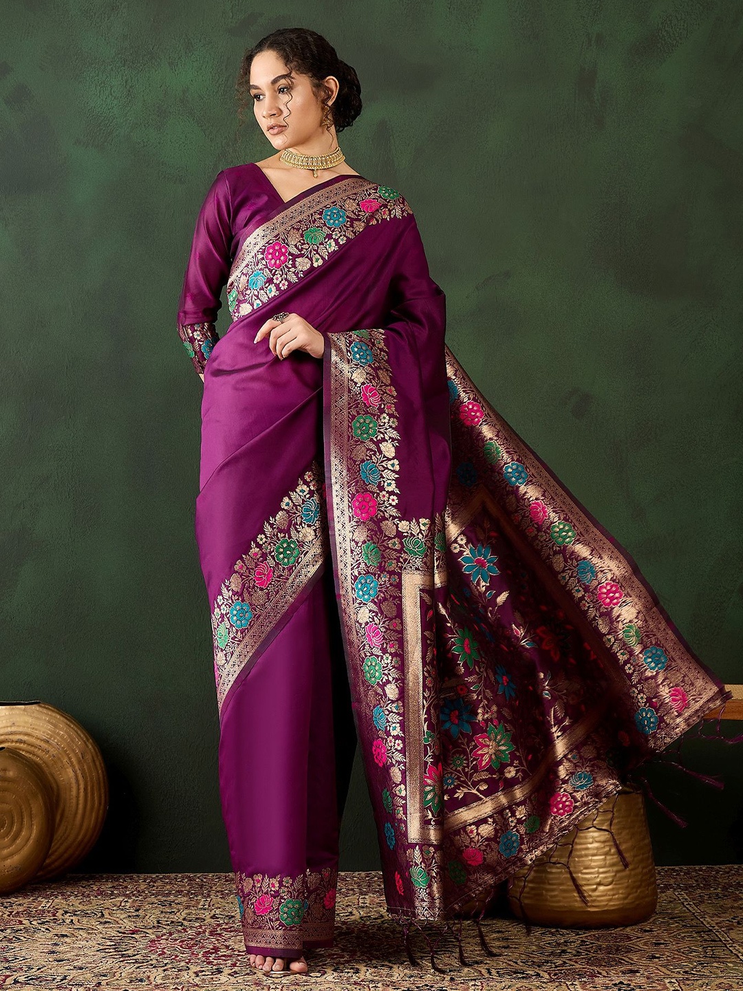

Maroosh Zari Banarasi Saree, Purple