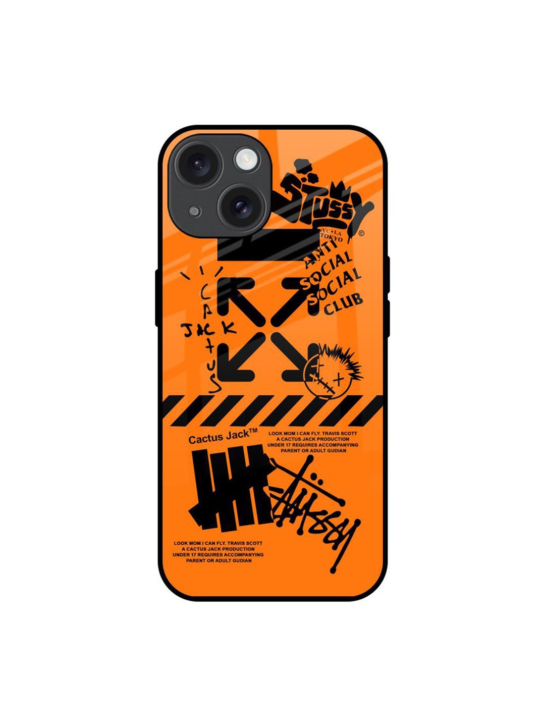 

QRIOH Anti Social Club Printed iPhone 15 Back Case, Orange