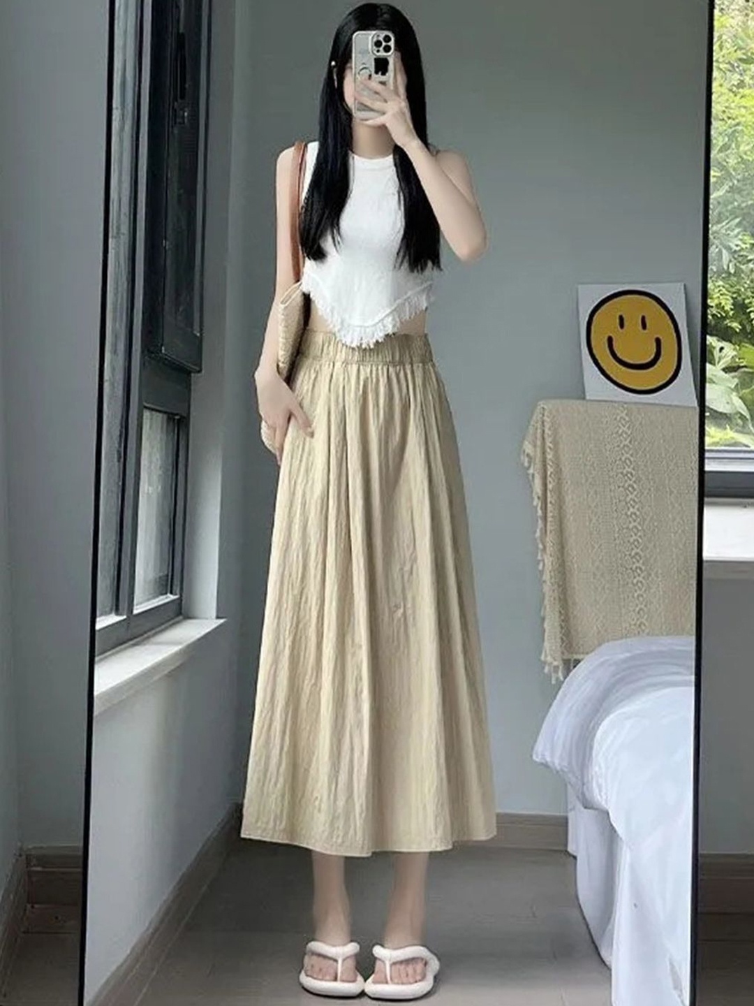 

DressBerry Flared Maxi Skirt, Cream