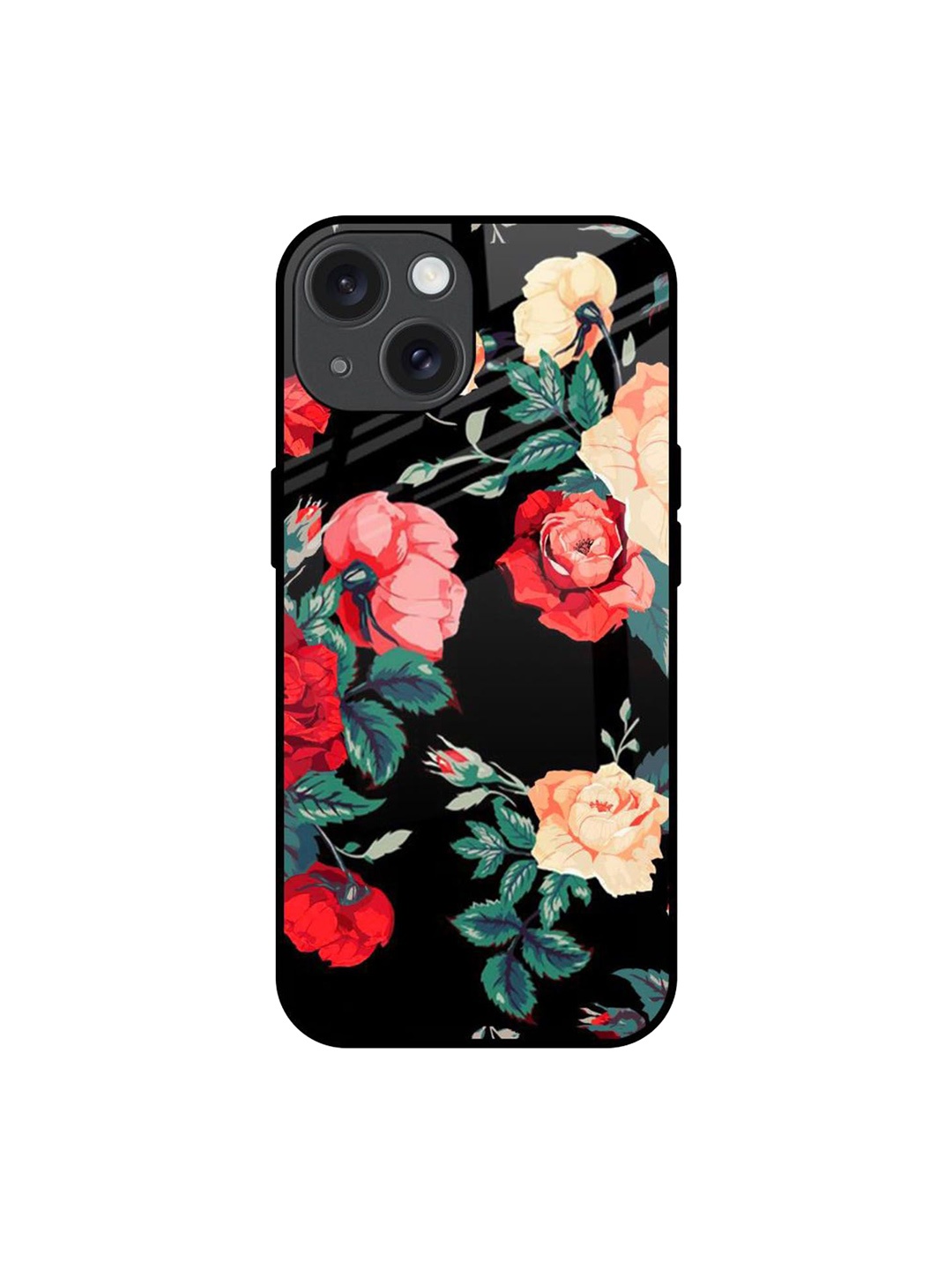 

QRIOH Floral Bunch Printed iPhone 15 Back Case, Black