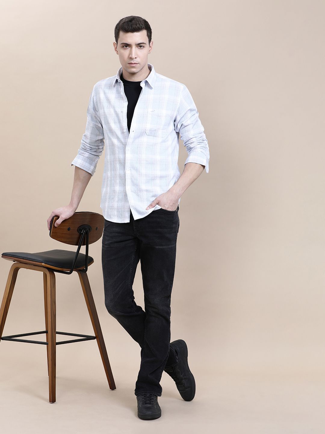 

Crocodile Men Checkered Comfort Fit Shirt, Blue