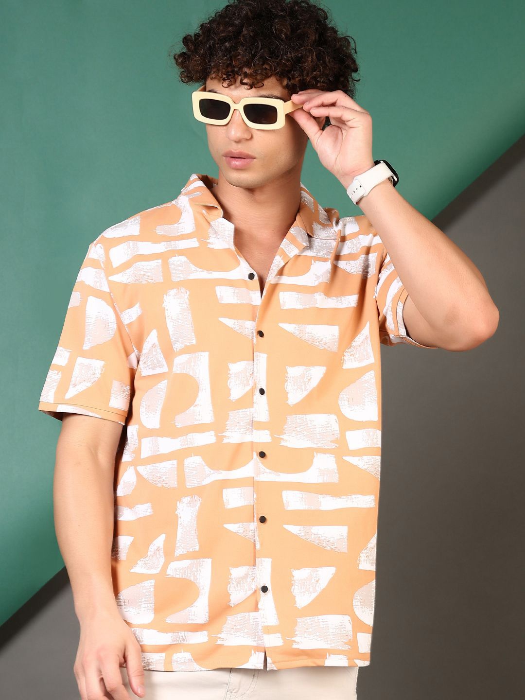 

V-Mart Men Opaque Printed Casual Shirt, Orange