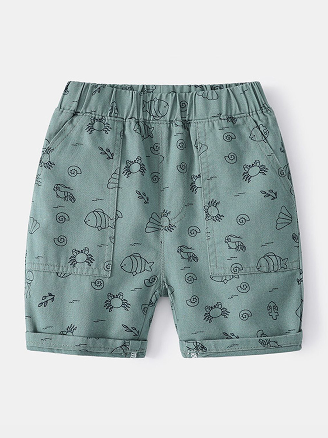 

LULU & SKY Boys Printed High-Rise Shorts, Green