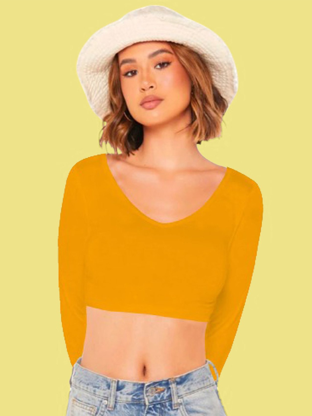 

Dream Beauty Fashion Women Fitted Crop Top, Yellow