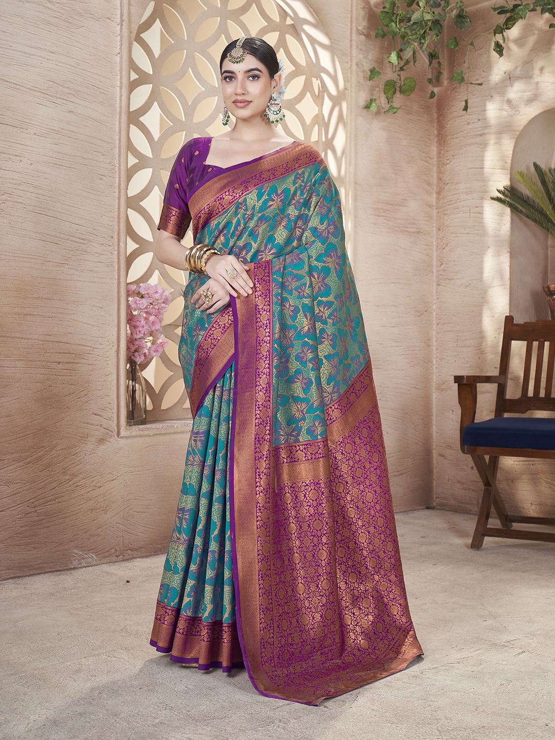 

Sangria Woven Design Banarasi Saree, Blue