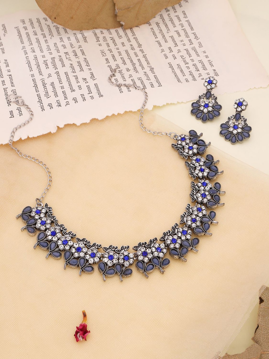 

Anouk Silver-Plated American Diamond Studded Jewellery Set