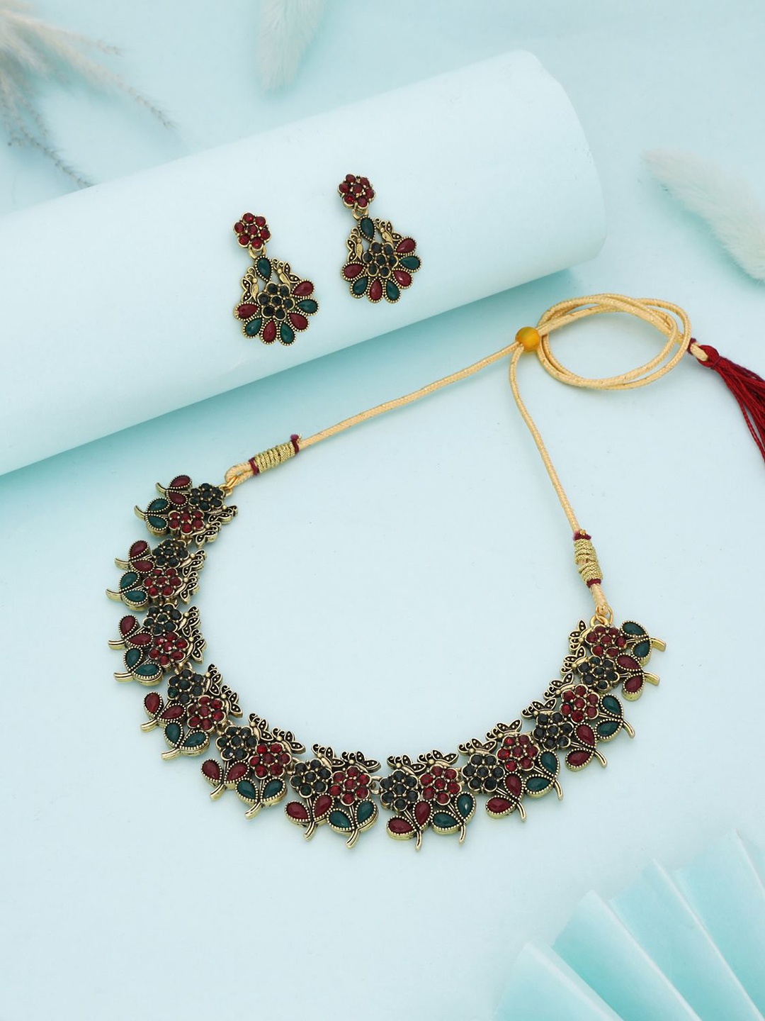 

Lyriss Gold-Plated American Diamond Studded Jewellery Set