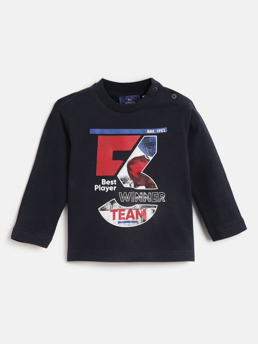

Chicco Boys Graphic Printed Round Neck Cotton T-shirt, Navy blue