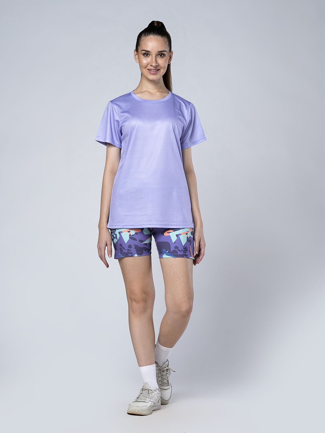 

UMILDO Round Neck T-Shirt With Shorts Tracksuit, Lavender