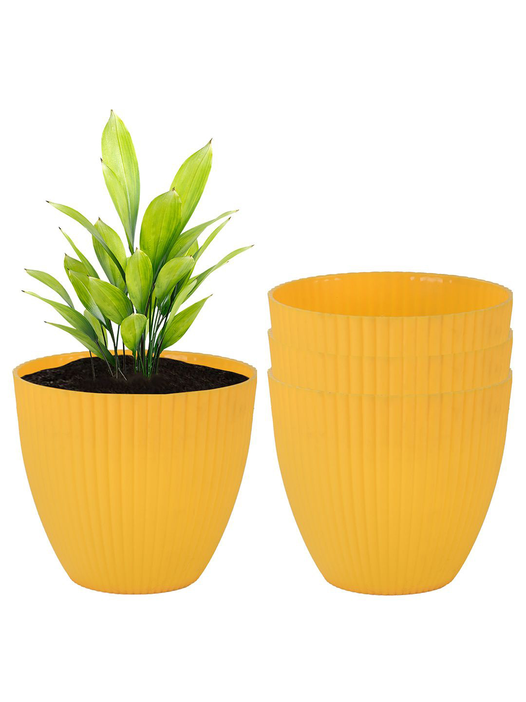 

Kuber Industries Yellow 4 Pieces Textured Durable Planters