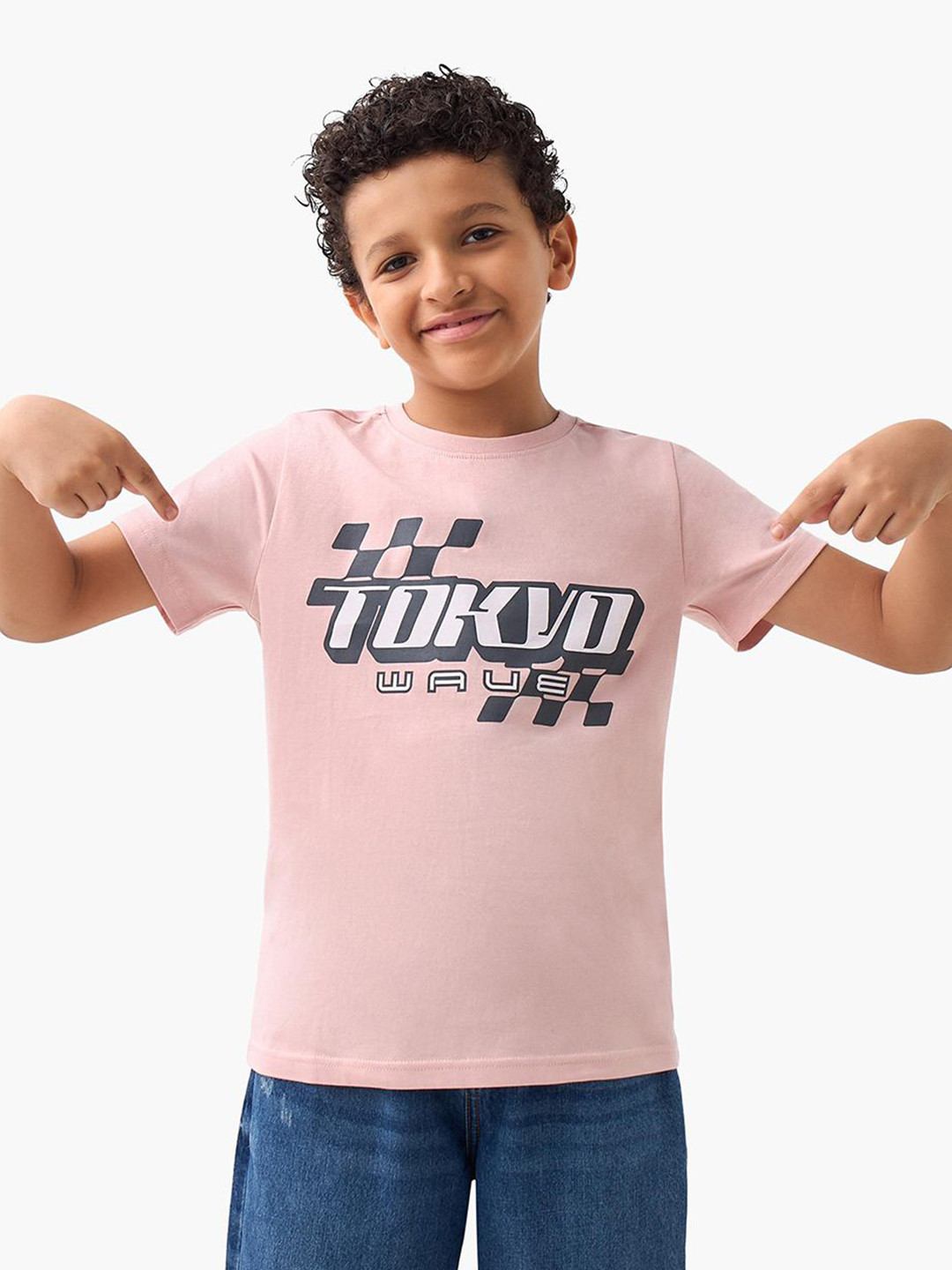 

Juniors by Babyshop Boys Typography Printed Round Neck Cotton T-shirt, Pink