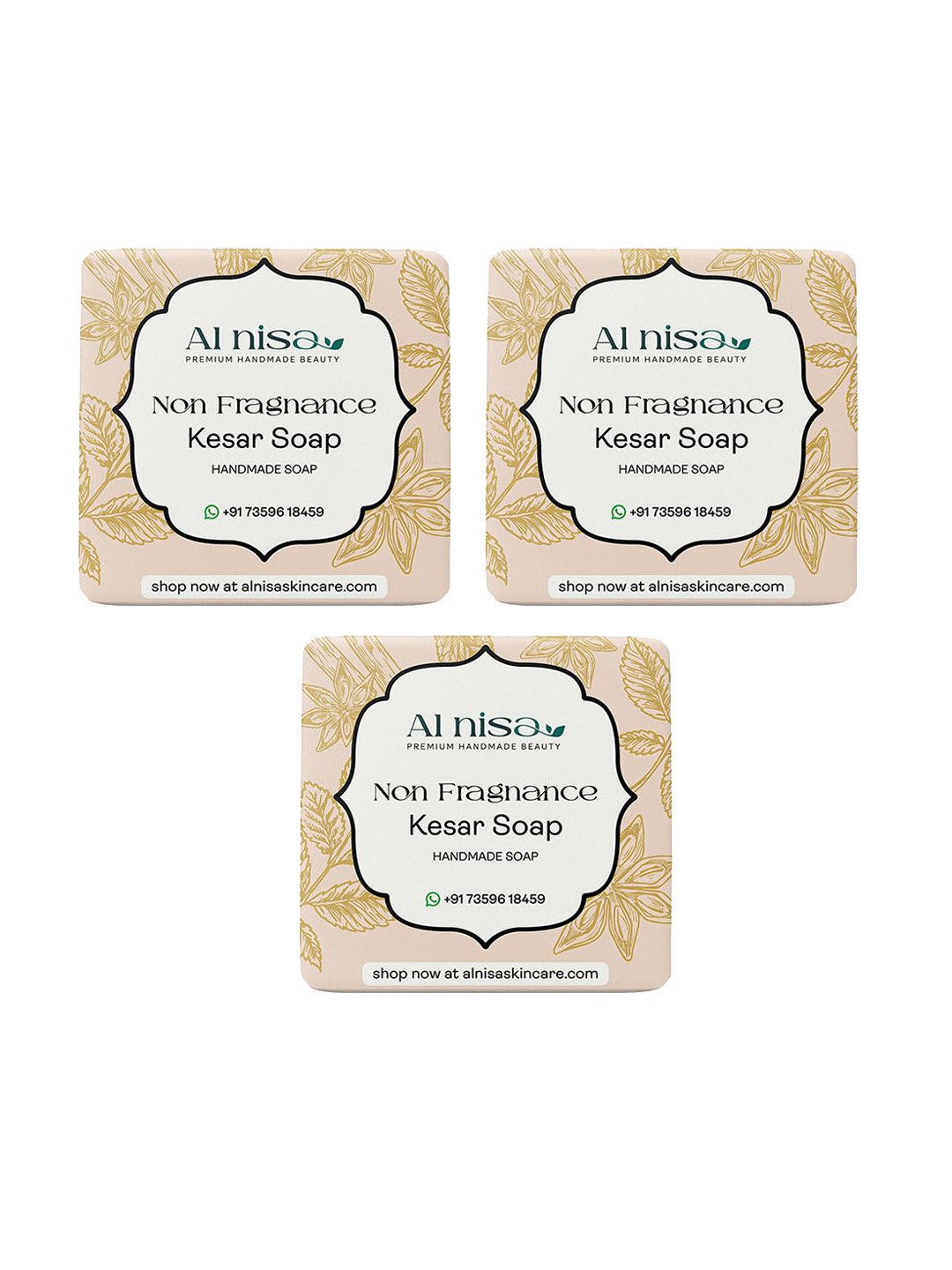 

Al Nisa Set Of 3 Kesar Handmade Soap- 100 g Each, Orange