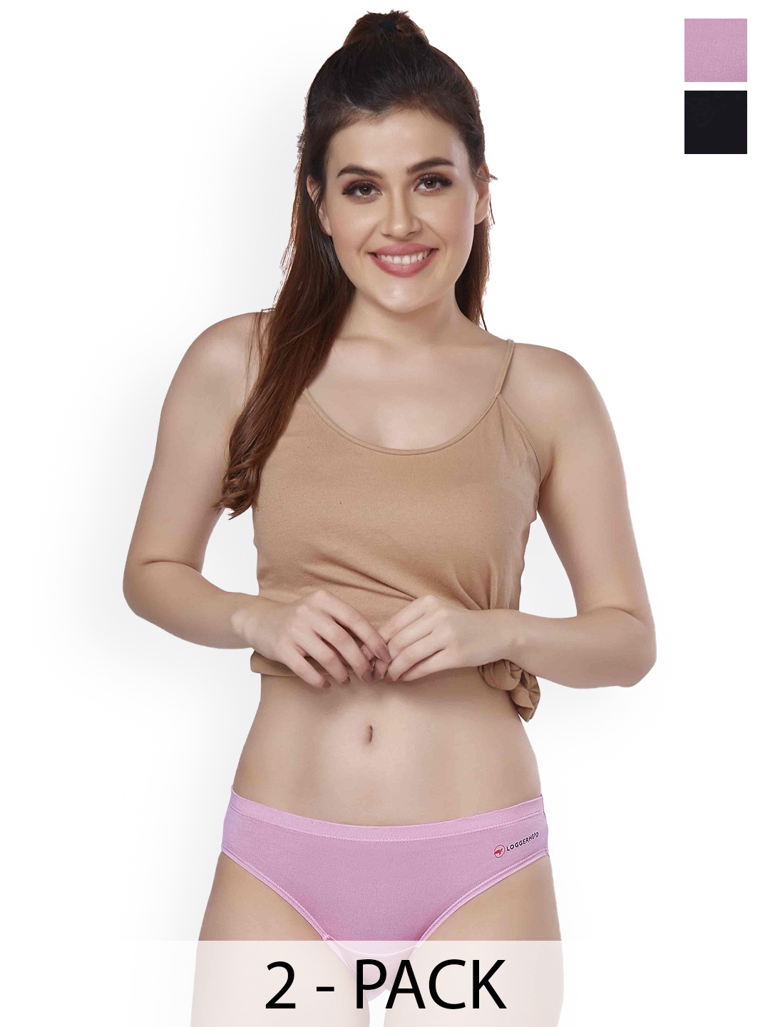 

LOGGERHEAD Pack Of 2 Bikini Briefs LHMB014-Black-Pink