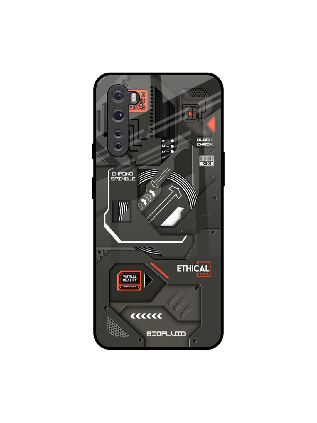 

QRIOH Tech Aesthetics Printed OnePlus Nord Back Case, Grey