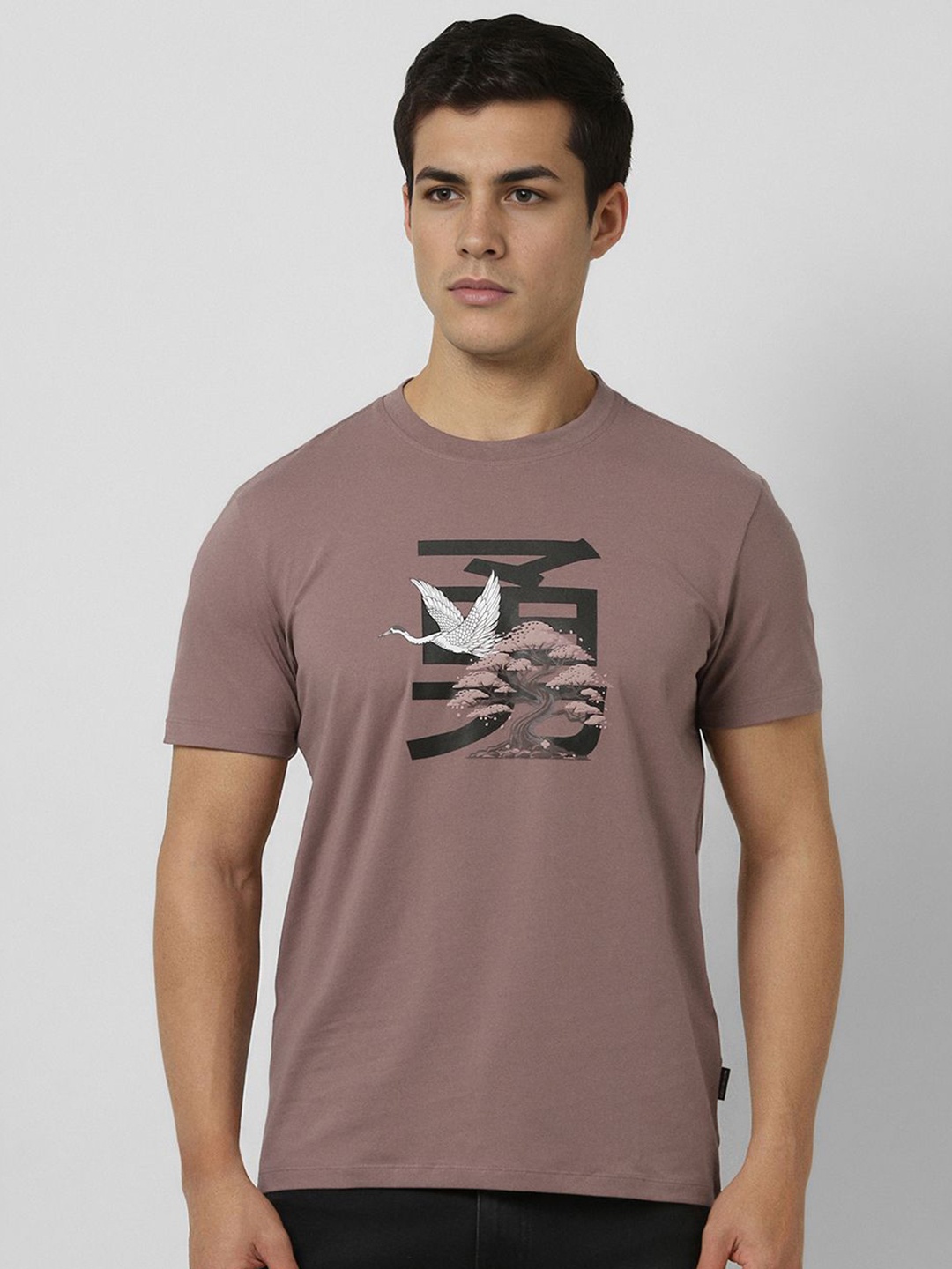 

VAN HEUSEN DENIM LABS Men Graphic Printed Round Neck Cotton T-shirt, Mauve