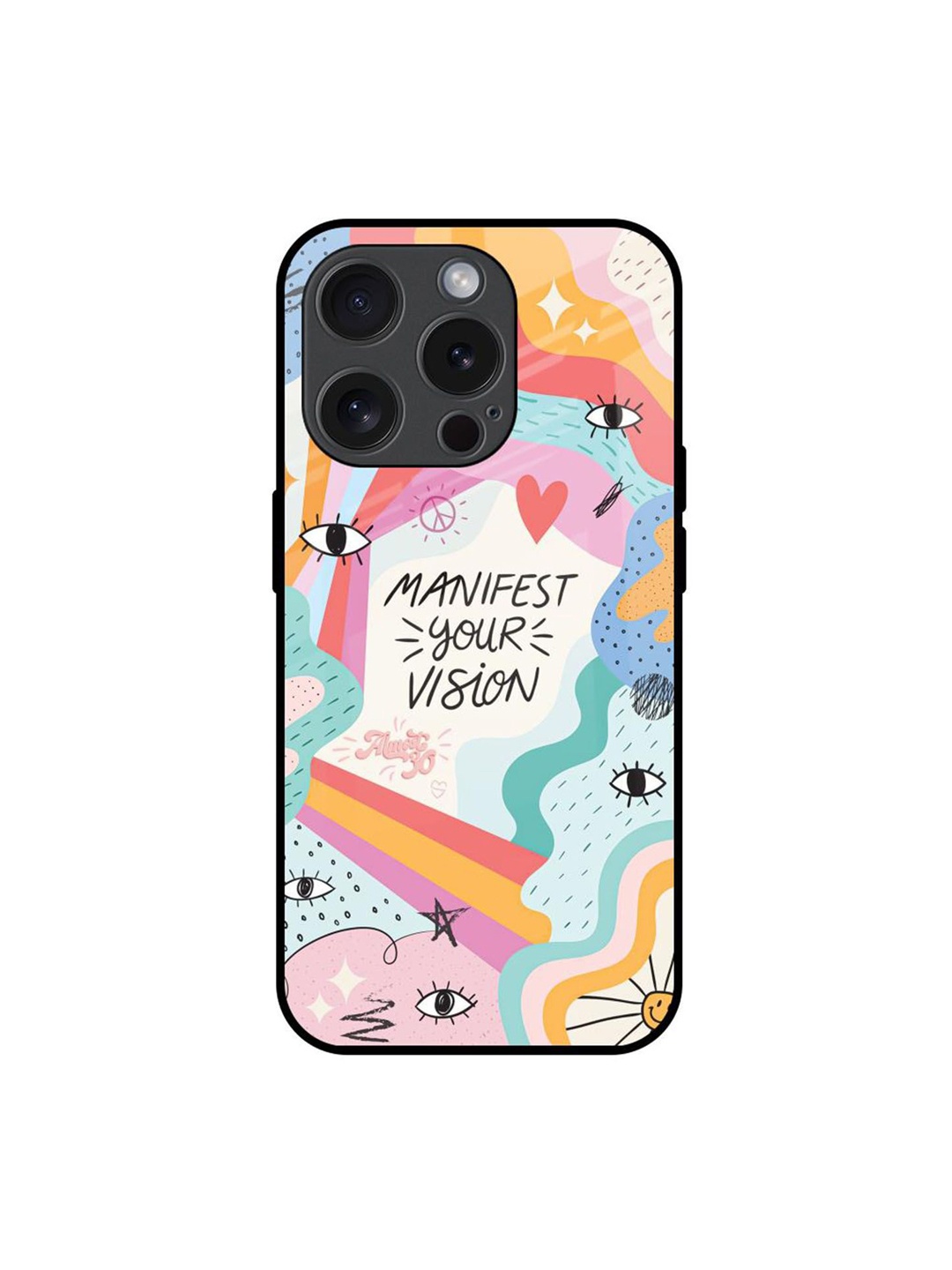 

QRIOH Quirky Printed iPhone 15 Pro Back Case Mobile Accessories, White