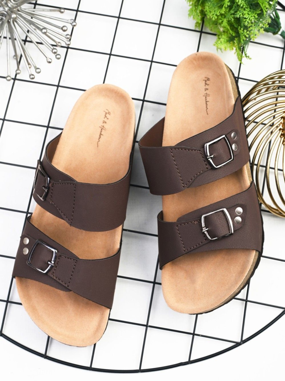 

Mast & Harbour Men PU Comfort Sandals, Brown