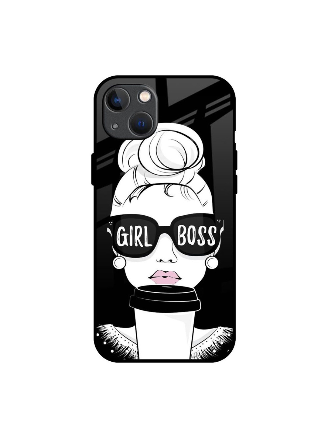 

QRIOH Girl Boss Printed iPhone 13 Back Case, Black