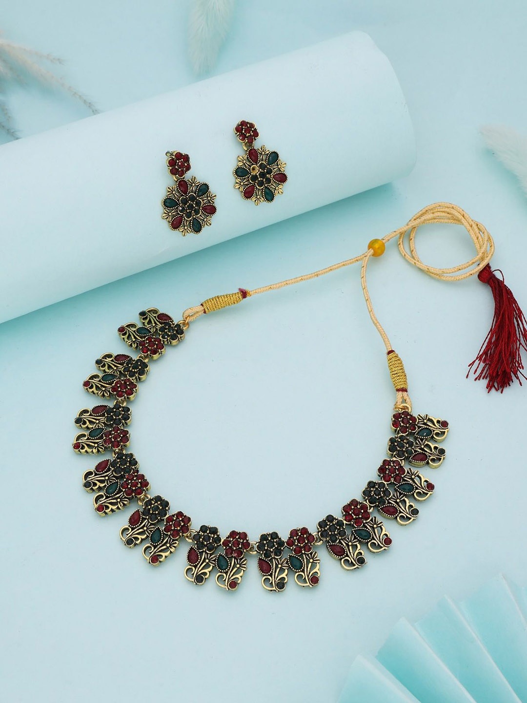 

Lyriss Gold-Plated American Diamond Studded Jewellery Set