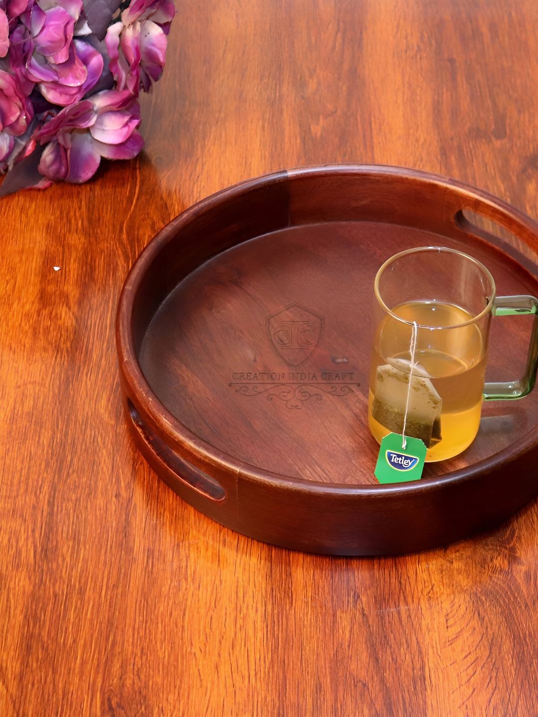 

Creation India Craft Brown Wooden Easy to Clean Serving Tray