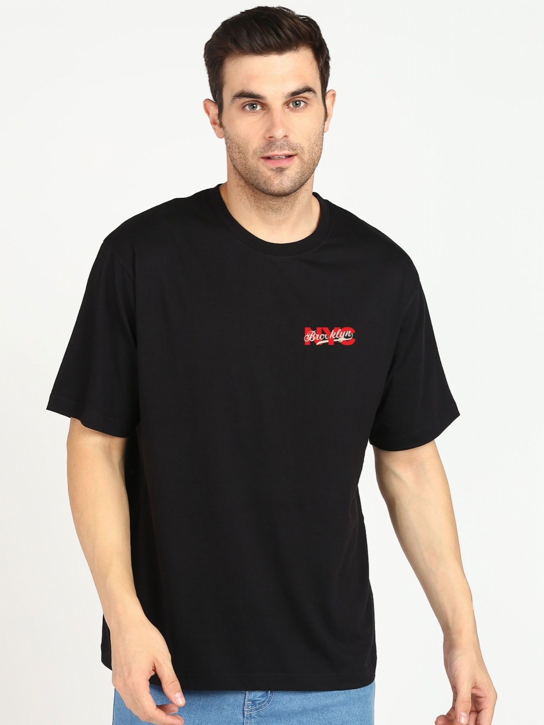 

Moda Rapido Men Typography Printed Round Neck Cotton Relaxed Fit T-shirt, Black