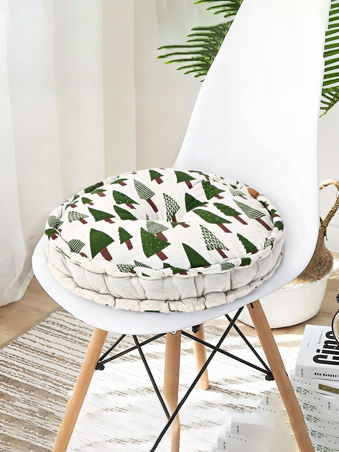 

Kuber Industries Green 4 Pieces Printed Sitting Chair Cushion Pads