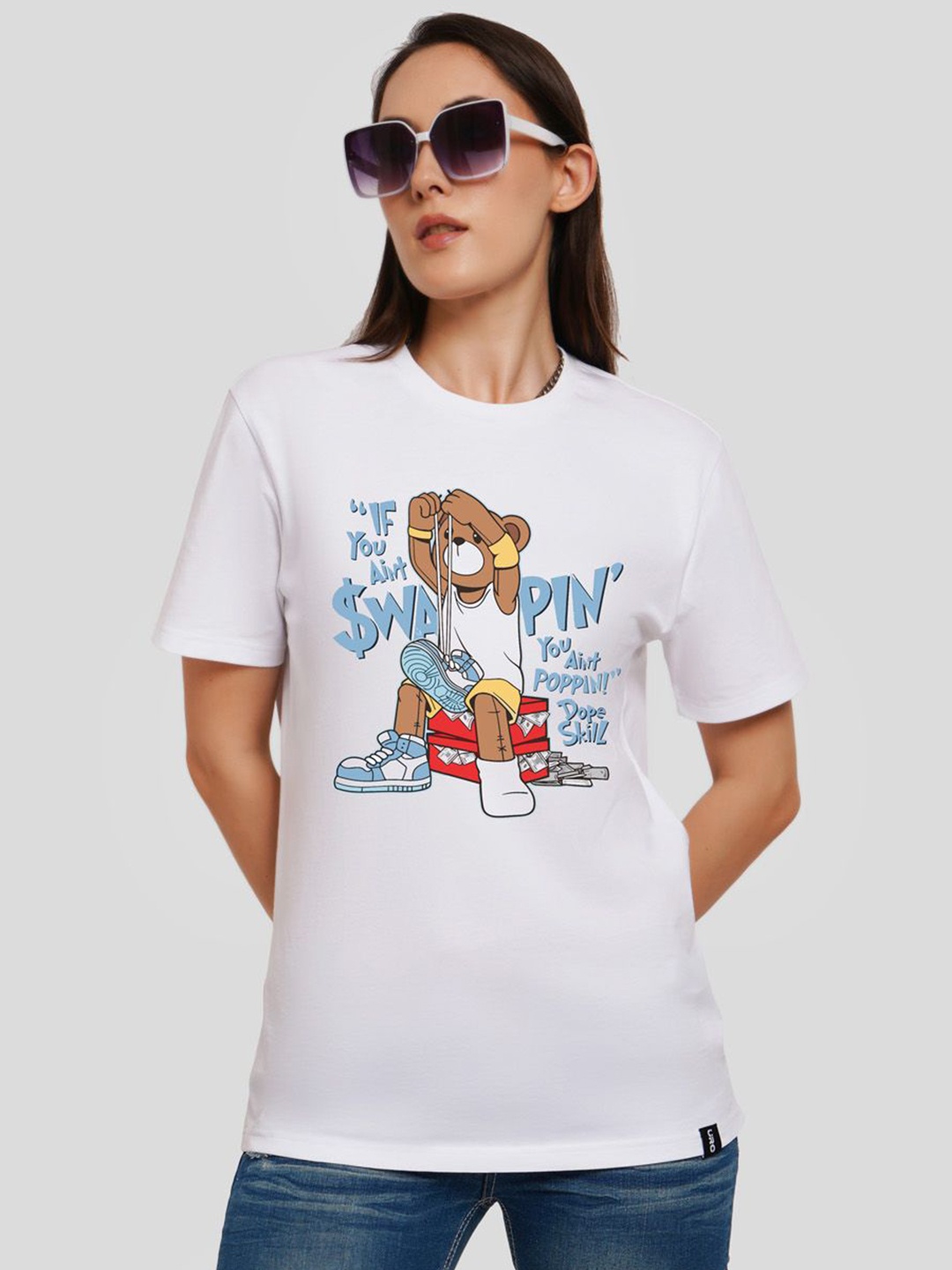 

Underrated Club Women Typography Printed Bio Finish Applique T-shirt, White