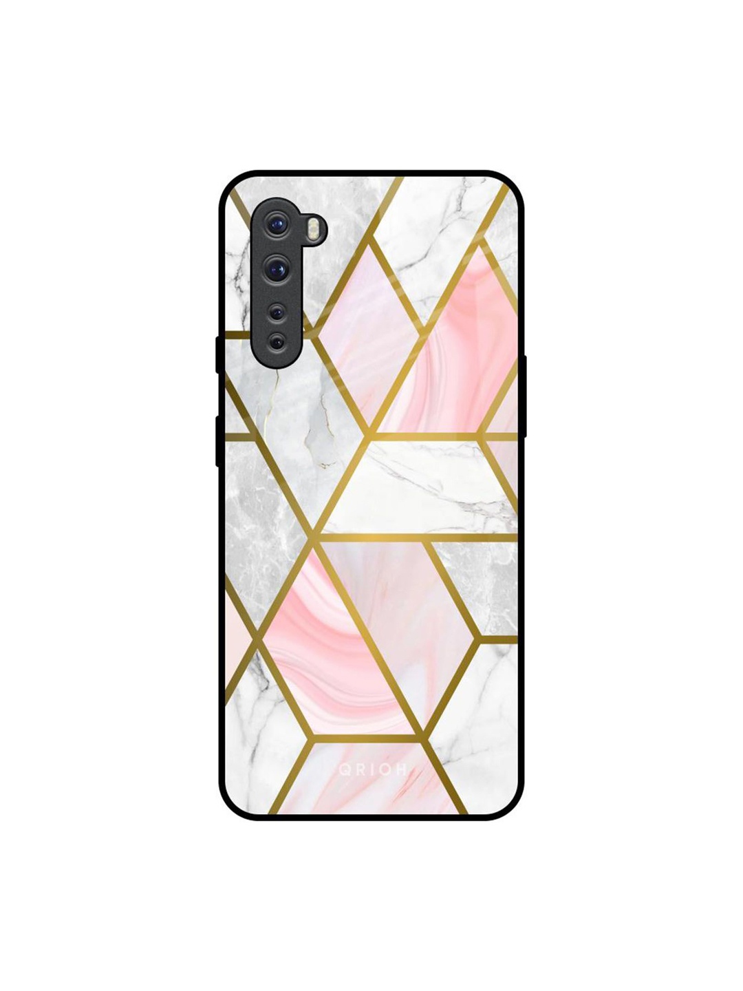 

QRIOH Geometrical Marble Real Printed OnePlus Nord Back Case, Pink