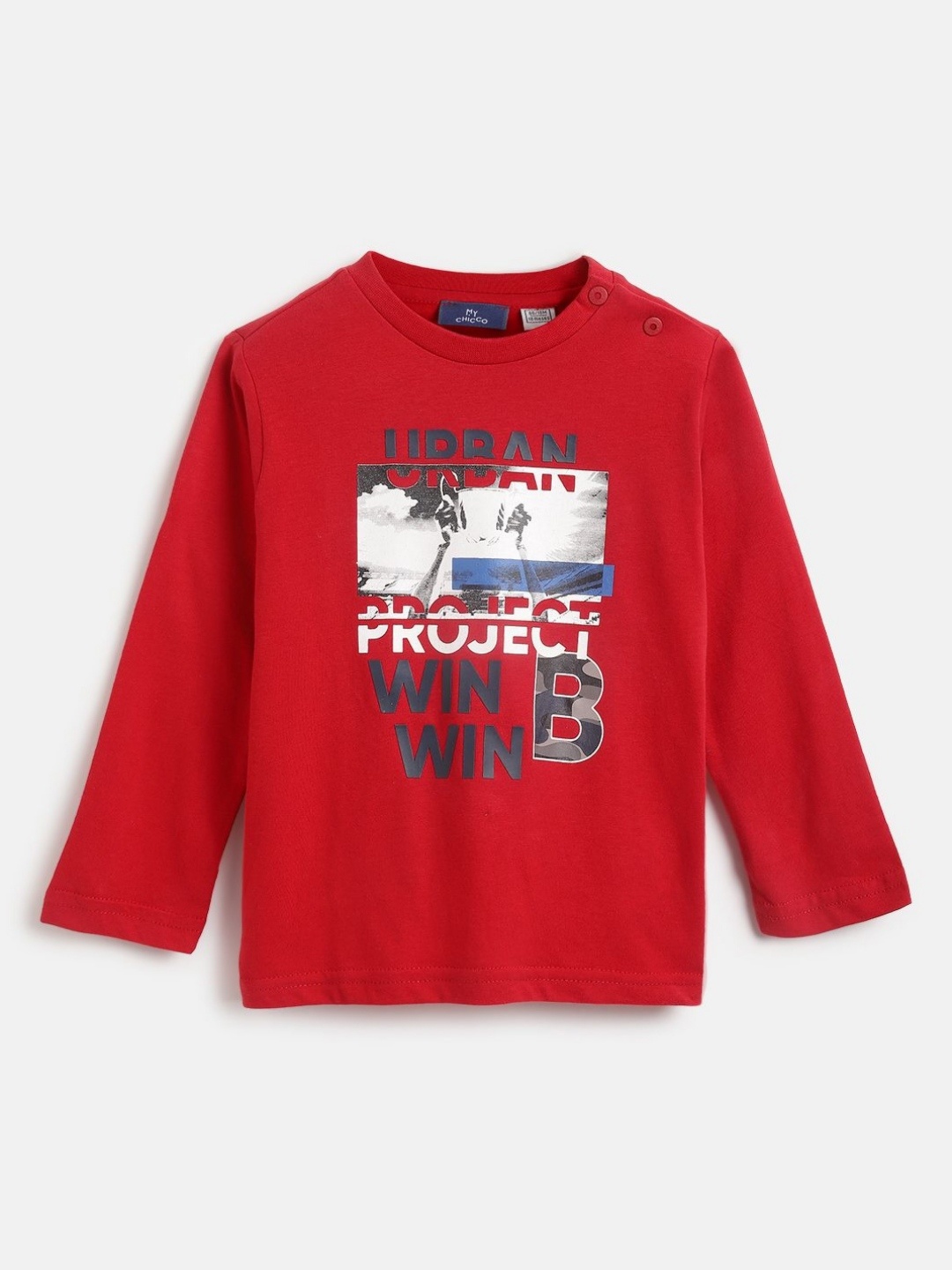 

Chicco Boys Typography Printed Round Neck Cotton T-shirt, Red