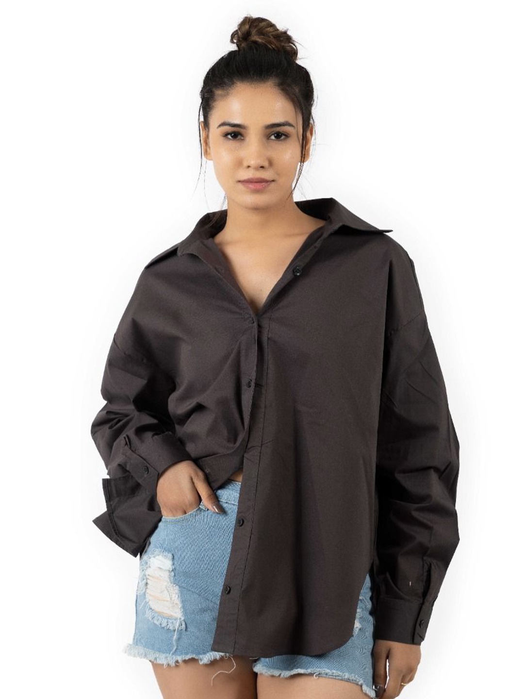 

KUNDAN FAB Women Relaxed Opaque Casual Shirt, Grey